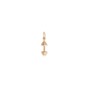 Detailweergave van een minimalistische 18K vergulde roestvrijstalen halterhanger bedel