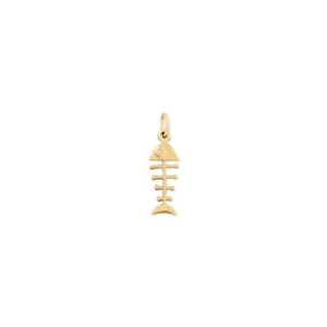 Macro-opname van de 18K vergulde visgraat hanger met gedetailleerde ribbenstructuur