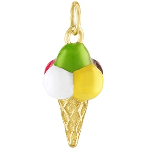 Détail du pendentif cornet de glace en acier inoxydable plaqué or 18K avec émail coloré