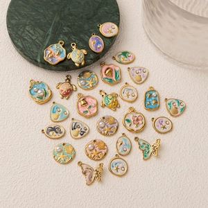 Ensemble de breloques étoiles de mer et papillons en plaqué or 18 carats pour bijoux