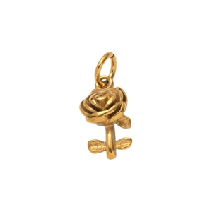 3D goldener Rosenanhänger aus Edelstahl mit schichtweisen Blütenblättern und Öse