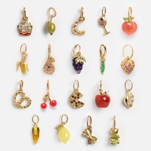 Collana con Pendente a Forma di Frutta e Cibo Vintage Catena in Acciaio Inossidabile Rame Zirconia Smalto Gioielli per Uomo Donna