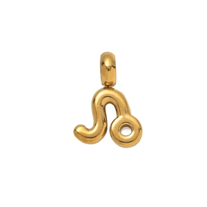 Polished gold stainless steel Leo zodiac sign pendant for necklaces on a white background