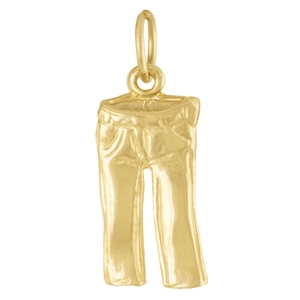 Vue détaillée d'un pendentif créatif en forme de pantalon doré avec textures réalistes
