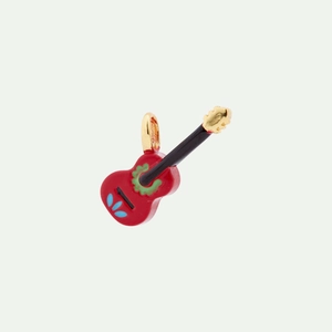 Dettaglio di un ciondolo a chitarra creativo placcato oro 18K con motivi floreali vivaci