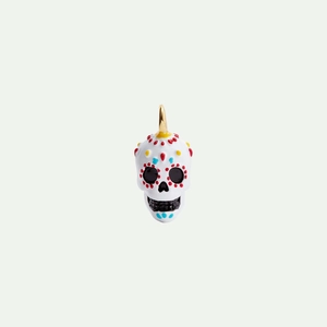 Pendentif tête de mort mexicaine colorée plaqué or 18 carats pour femme
