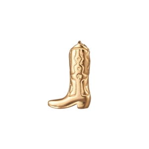 Gold cowboy boot pendant with embossed star patterns and 18K vacuum plating finish