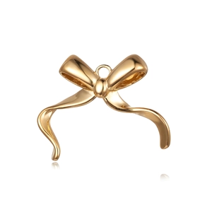 Elegant 18K gold plated stainless steel bow pendant with a high-polished mirror finish