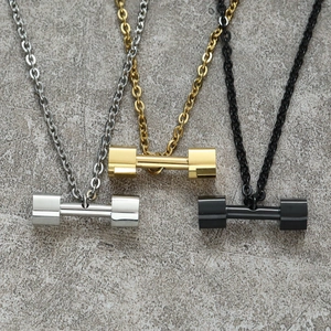 Fitness Dumbbell Pendant Necklace For Men Women Stainless Steel Gym Jewelry Personalized Barbell Weightlifting Accessory