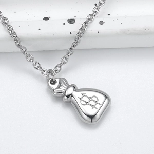 Edelstahl Geldbeutel Anhänger Halskette Für Damen Silber Dollarzeichen Anhänger Hip Hop Schmuck Poliert Kreuzkette Geschenk