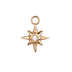 Octagonal gold star pendant with center round zircon in polished stainless steel finish