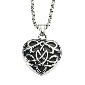 Collana con Ciondolo a Cuore in Acciaio Inossidabile Retro Uomo Vichingo Nodo Celtico Nodo Irlandese Gioielli Punk Forma di Cuore