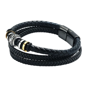 Herren Mehrlagig Geflochtenes Lederarmband Mit Edelstahl Perlen Magnetverschluss Ethno Stil Mode Handgewebter Schmuck Geschenk
