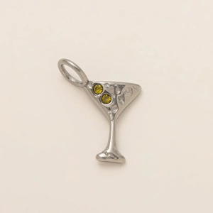 Silberner Martini-Anhänger mit gelben Edelsteinen und 18K Goldbeschichtung für Ketten
