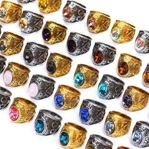 Anillo de Acero Inoxidable Vintage para Hombre Cabeza de Oveja Ojo que Todo lo Ve Punk Strass Joyería para Fiesta
