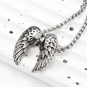 Retro dubbele vleugel hanger ketting van titanium staal met vintage box ketting