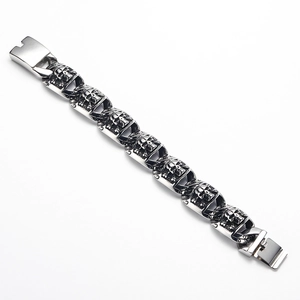 Bracciale teschio pirata punk per uomo in acciaio inossidabile argento stile gotico