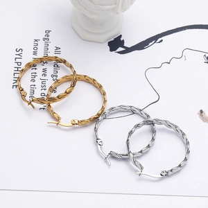 Moderne Edelstahl Verdrehte Creolen Für Damen Personalisierte Minimalistische Seilstruktur Geometrische Kreis Ohrringe Schmuck Geschenk