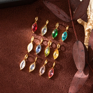 Roestvrij Stalen Marquise Geslepen Geburtssteen Hanger DIY Strass Bedeltje Voor Ketting Maken Sieraden Accessoires Vrouwen Cadeau