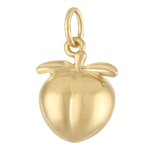 Elegant 18K gold-plated peach shaped pendant with leaf detail and polished finish