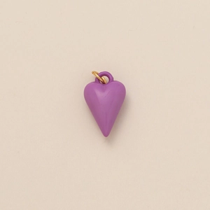 Dark purple heart shaped pendant with golden ring link for DIY summer necklaces