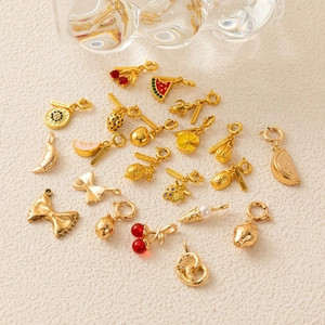 Mode Cuivre Plaqué Or Pendentif Fruits Collier Émail Fraise Pastèque Pomme Banane Charmes Chaîne Trombone Bijoux pour Femmes