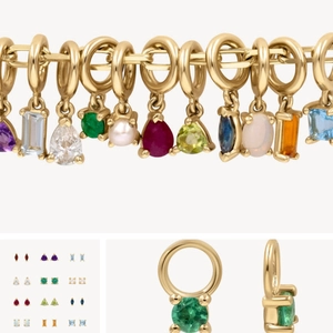 18K gold plated 12-month birthstone pendant set with colorful crystals and gems