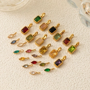Gold-plated stainless steel necklaces with colorful gemstone birthstone pendants