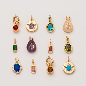 Collier Pendentif Pierre de Naissance DIY en Acier Inoxydable pour Femme Bijoux Rétro Plaqué Or 18K Strass Perle Artificielle