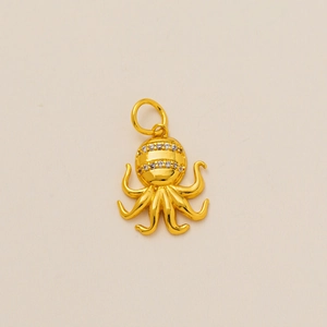 Goldener Oktopus-Anhänger Halskette mit Zirkonia-Inlay und 18K Goldbeschichtung