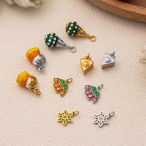 Stainless Steel Snowflake Christmas Sweater Spider Cake Pendant Necklace For Women Men Enamel Festival DIY Jewelry