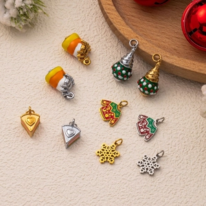Festive 18K gold plated snowflake and Christmas sweater charms for DIY jewelry