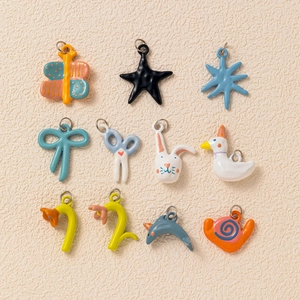 Edelstahl Cartoon Tier Anhänger Für DIY Halskette Schmuckherstellung Emaille Schmetterling Gans Herz Schleife Charms Für Damen