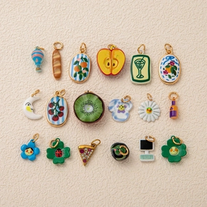 Breloques en Cuivre Émaillé Fruits Animaux pour Fabrication Collier Pendentifs Colorés Strass DIY Accessoires Bijoux