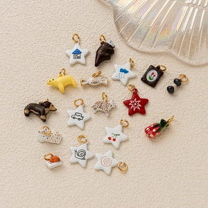Colgantes de cerámica esmaltada con forma de estrella y animal para creación de joyas