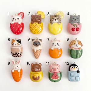 Set van 12 schattige katten- en konijnenhangers voor DIY-sieraden en kettingen