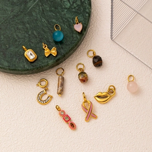 Luxury DIY jewelry pendants collection with gold plating, zircon, and colorful enamel charms