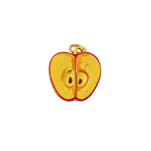 Pendentif tranche de pomme rouge à la mode avec émail jaune et boucle en métal doré