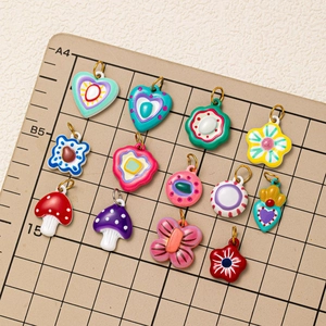 DIY colorful mushroom and butterfly 18K gold plated charms for jewelry making