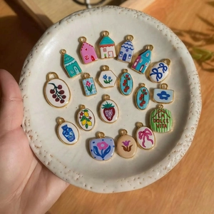 Roestvrij Staal Emaille Hanger Ketting Vrouwen Pastoraal Bloem Huis Print DIY Sieraden Accessoire La Dolce Vita Cadeau