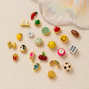 DIY colorful enamel metal beads and charms set with various geometric patterns