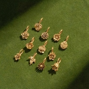 Collier Pendentif Fleur de Naissance 12 Mois en Acier Inoxydable pour Femmes Collier Charme Fleur Botanique Rétro Bijoux en Strass Or