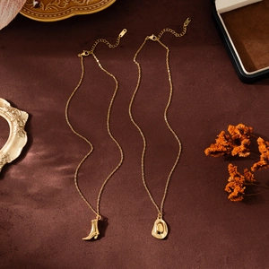 18K gold plated stainless steel necklaces with cowboy boot and hat pendants for women