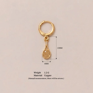 Tennis-Ohrring-Anhänger in Gold-Optik mit Zirkonia-Inlay und Kupfermaterial