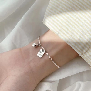 Collar de Placa Cuadrada Good Luck de Aleación de Zinc Minimalista para Mujer Estilo Coreano Cadena de Clip Colgante de Cuenta Joyería Chic