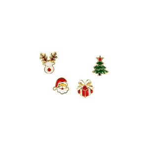 Cute Christmas stud earrings set featuring reindeer, Santa Claus, and tree motifs