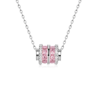 Collar con colgante de gema rosa en forma de cintura y cadena de plata para mujer