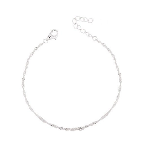 Pulsera minimalista de cadena torcida de plata con cierre de langosta y extensión de cadena