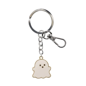 Cute black and white ghost keychain with zinc alloy lobster clasp for Halloween gift