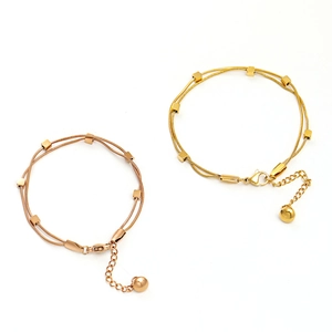 Französischer Minimalistischer Doppelschicht Edelstahl Schlangenknochenkette Armband Quadratischer Block Schmuck Für Damen